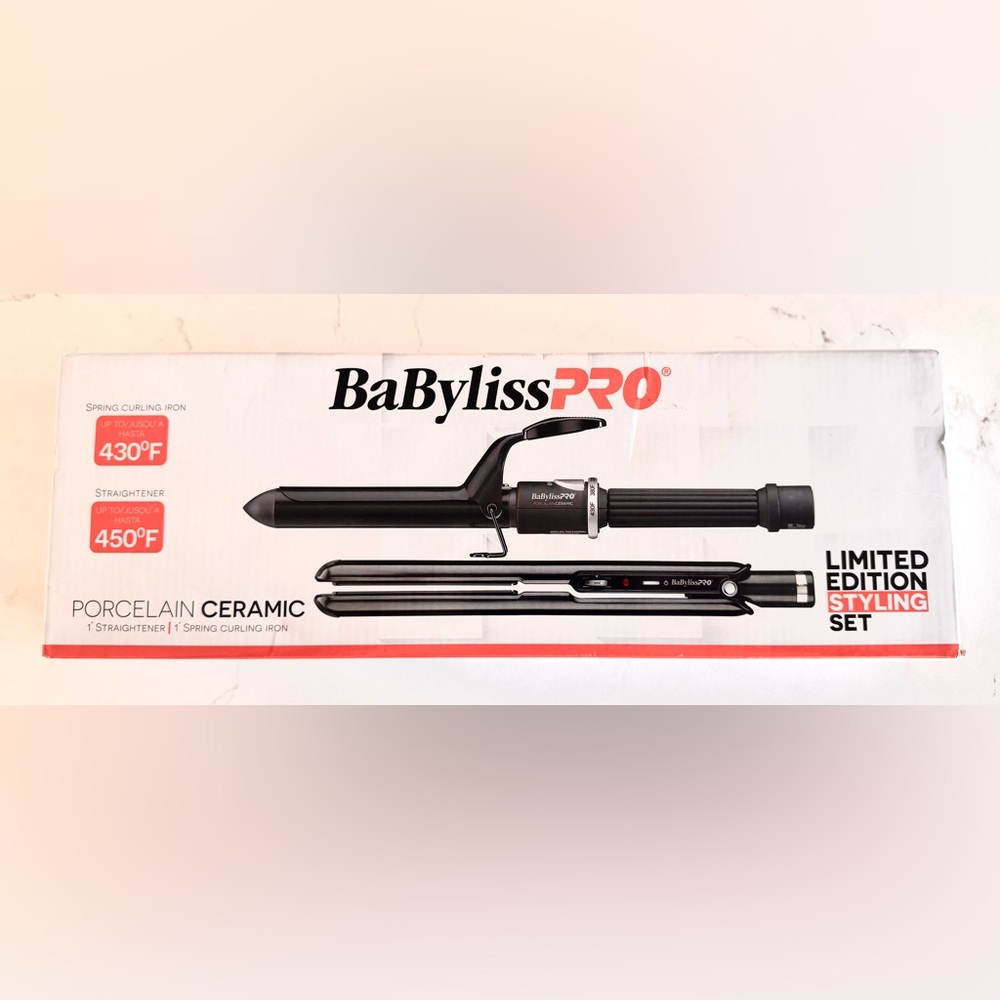 BaByliss PRO ✨ Brand New ✨ Porcelain Ceramic Curling Iron AND Straightener set